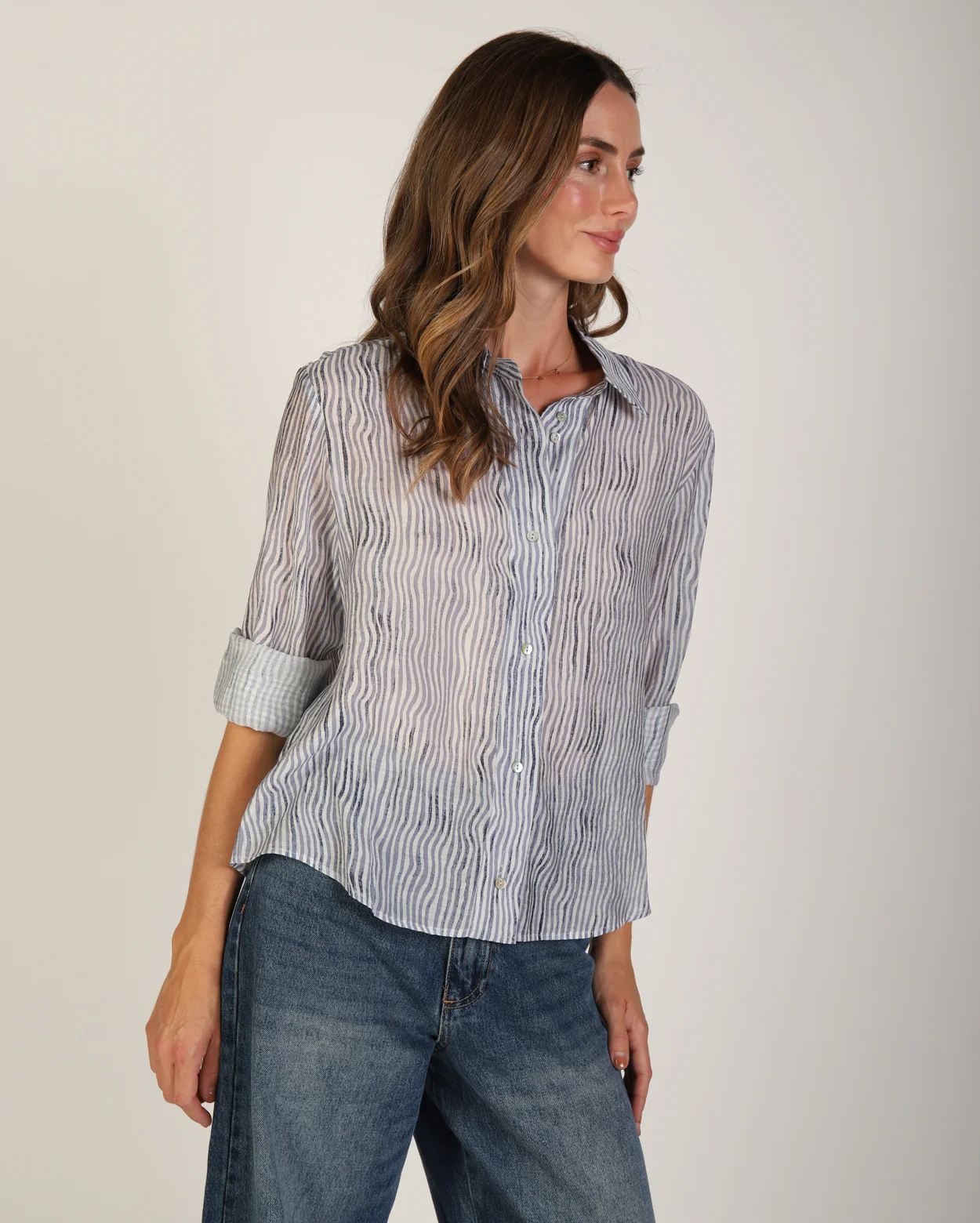 Alia Shirt  - Navy/White - Image 3