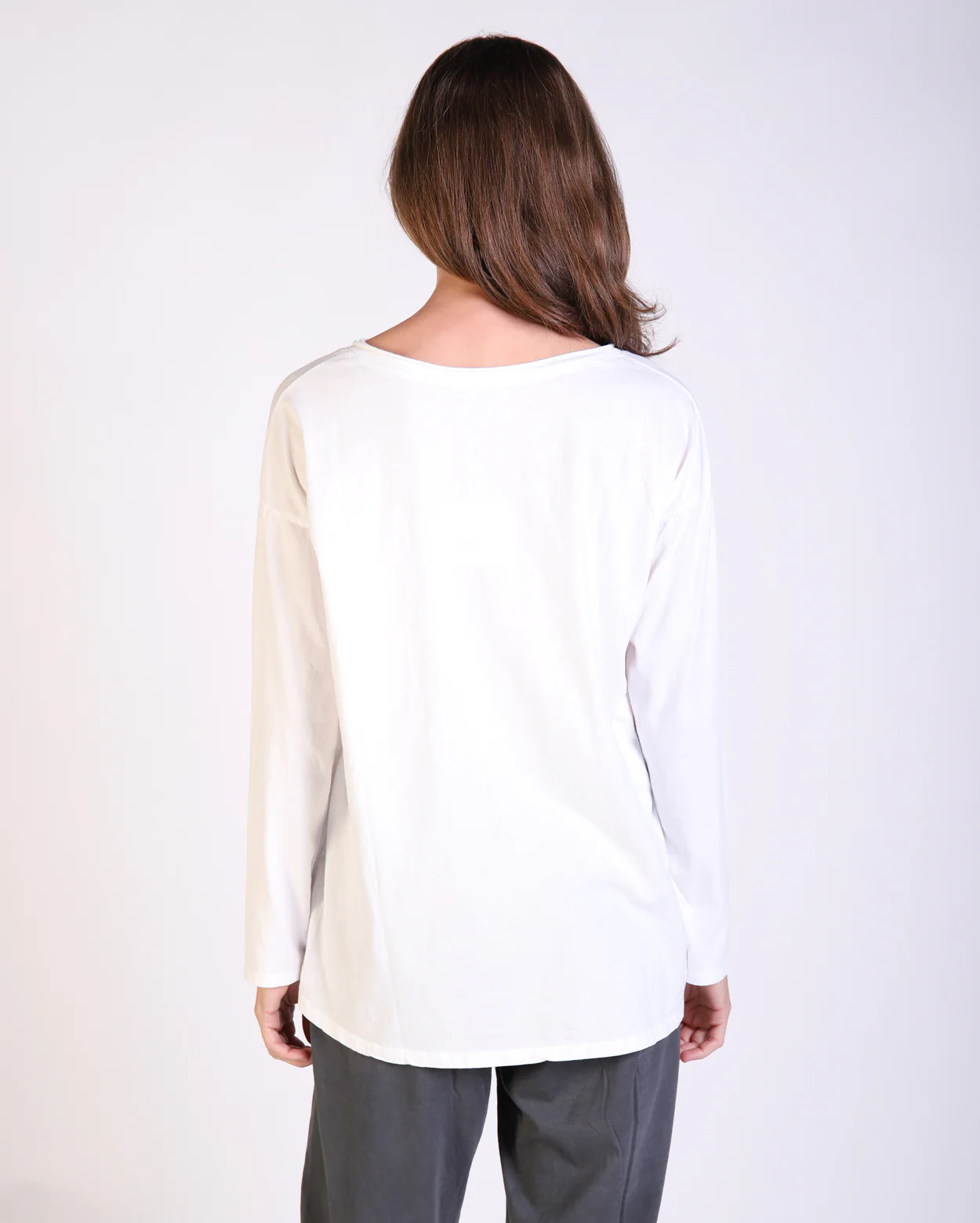 Ava Long Sleeve Tee - White - Image 3