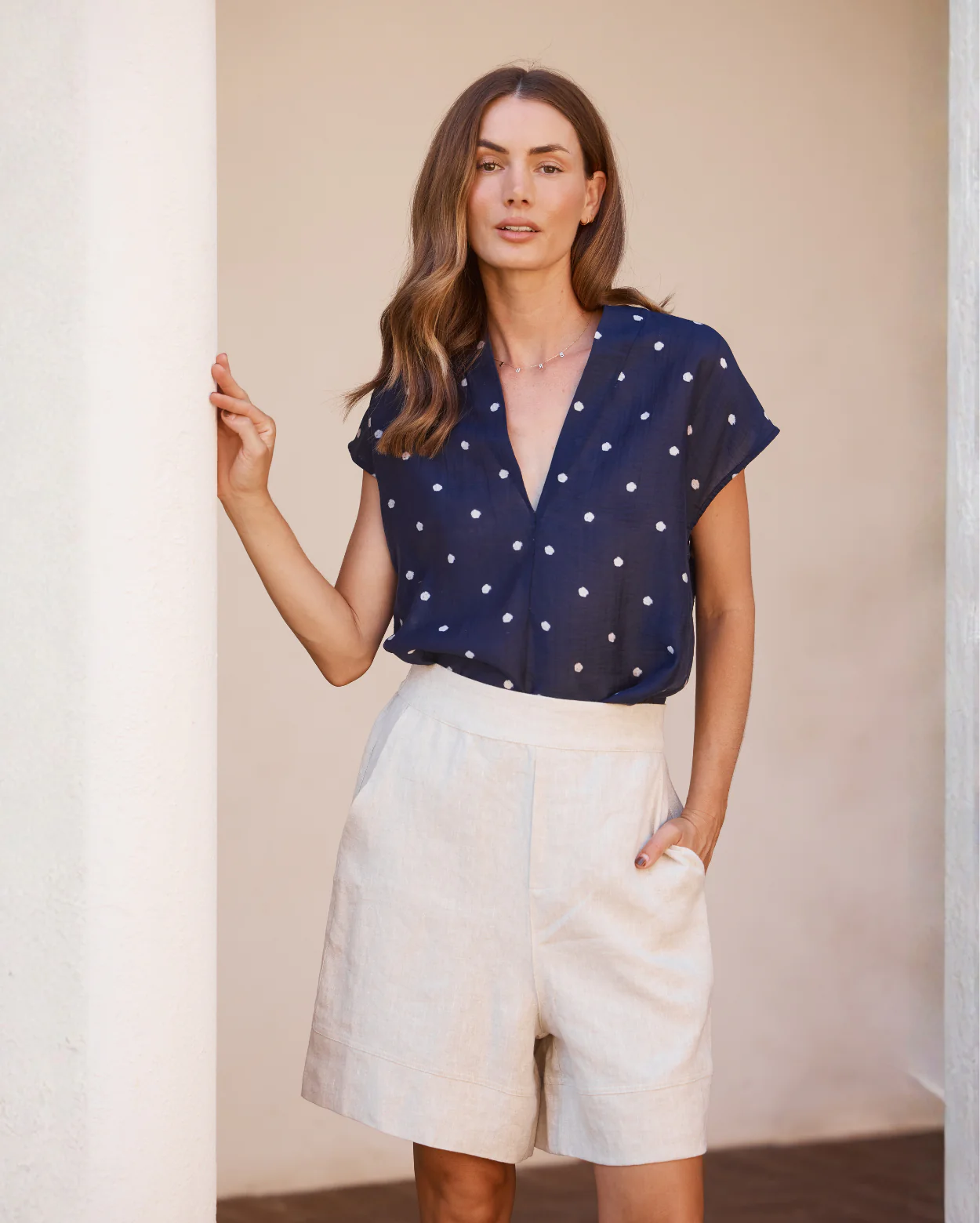 Charlotte Top - Navy/White - Image 2