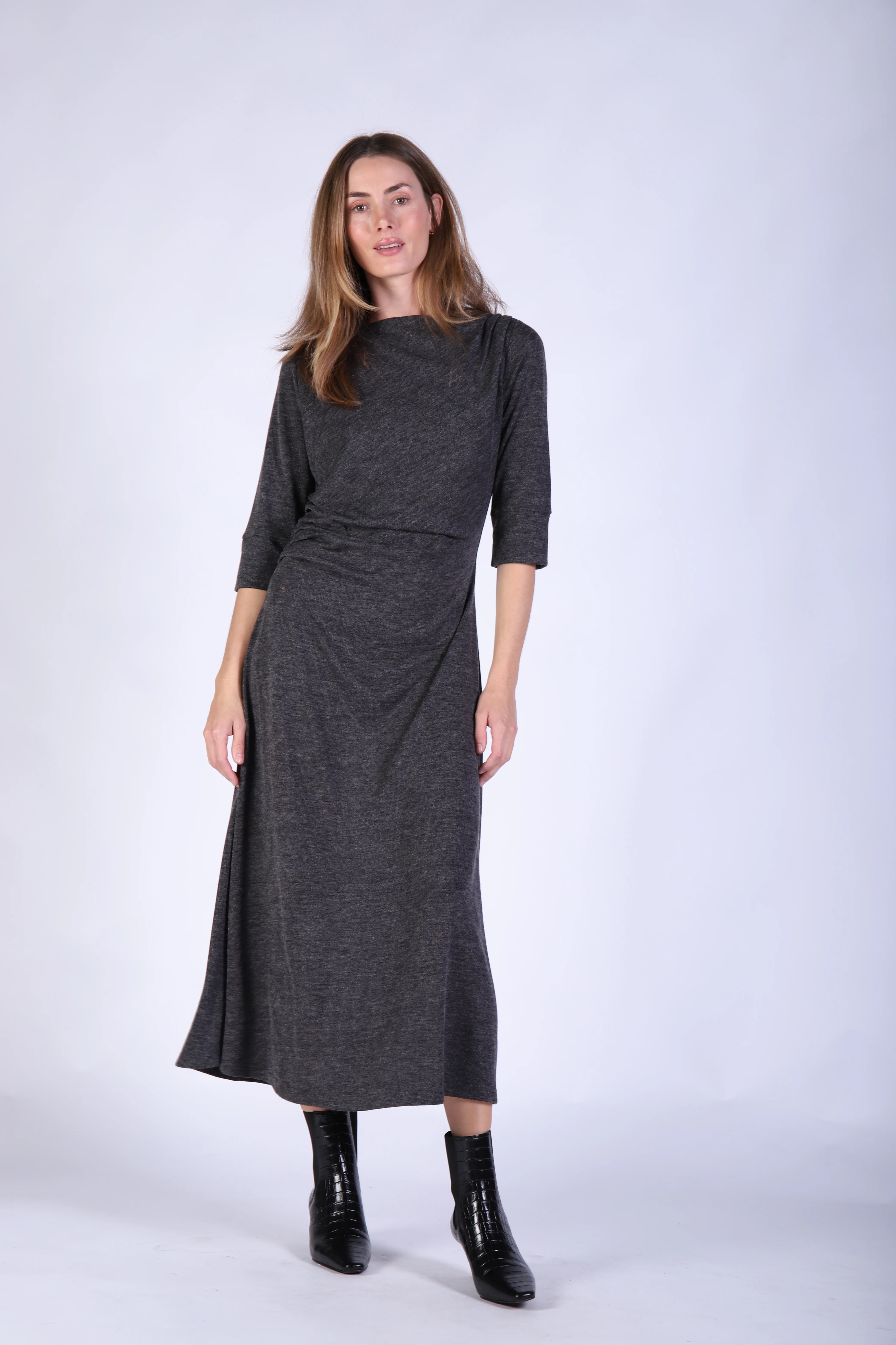 Mya Long Sleeve Dress - Charcoal - Image 2