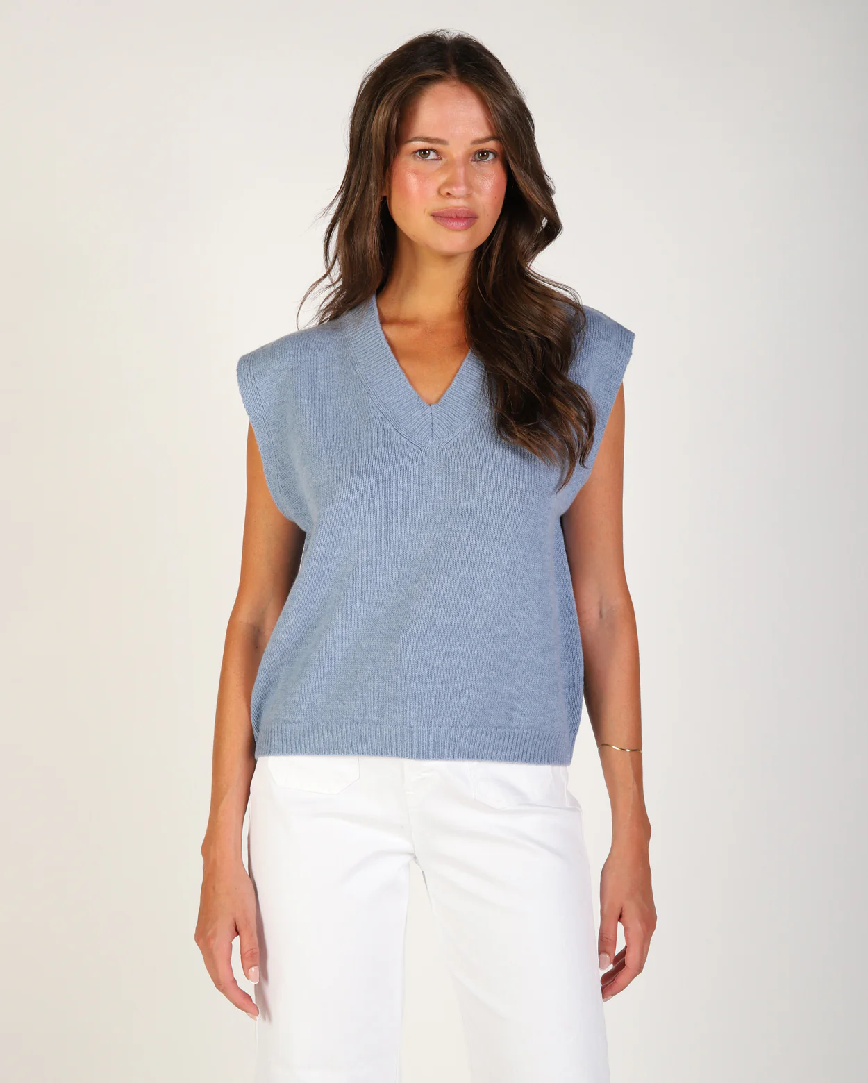 Olivia Knit Vest - Dusty Blue - Image 2