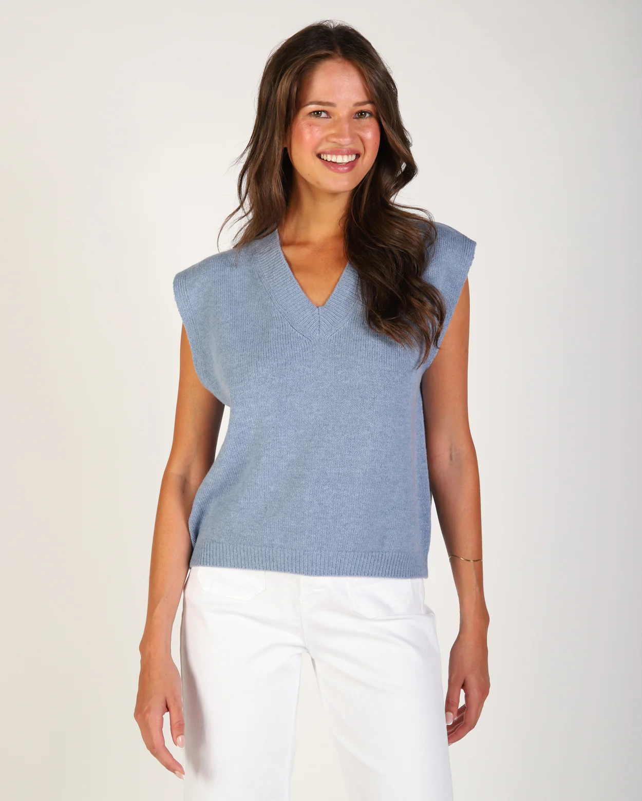 Olivia Knit Vest - Dusty Blue - Image 3