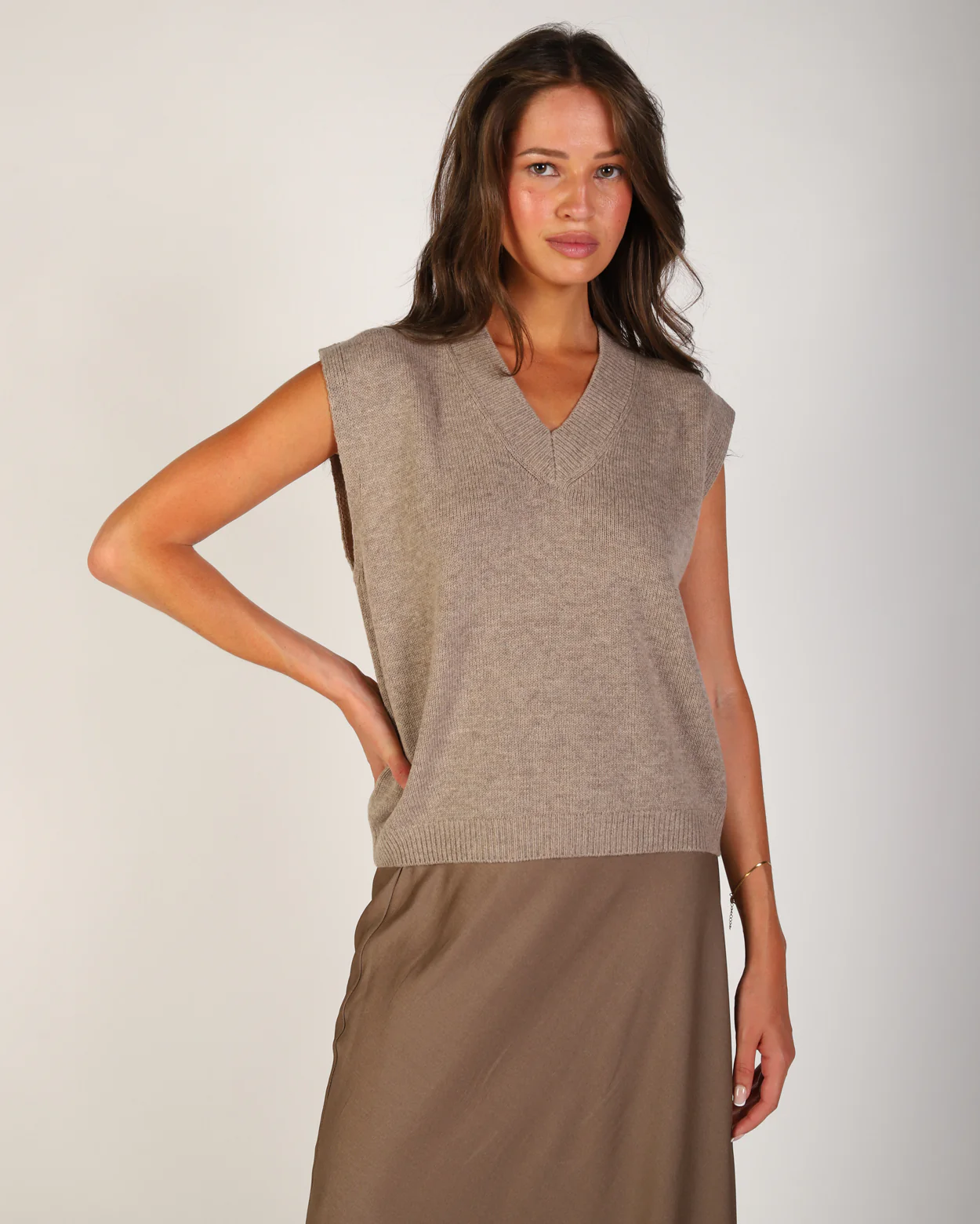 Olivia Knit Vest - Mocha - Image 2
