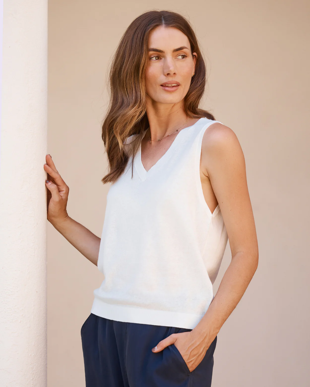 Remi Knit Vest - Ivory - Image 4