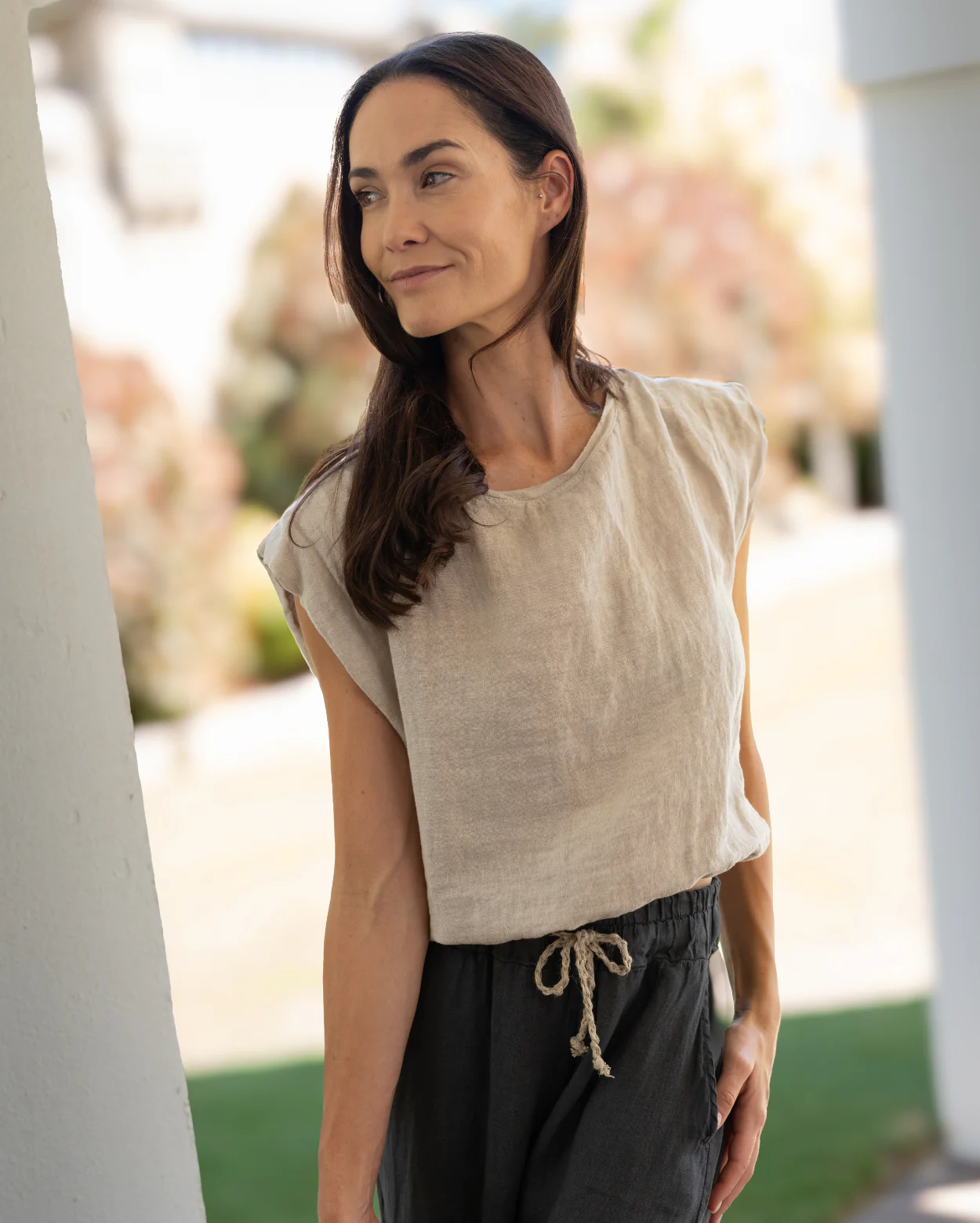 Sabine Linen Top - Natural - Image 4