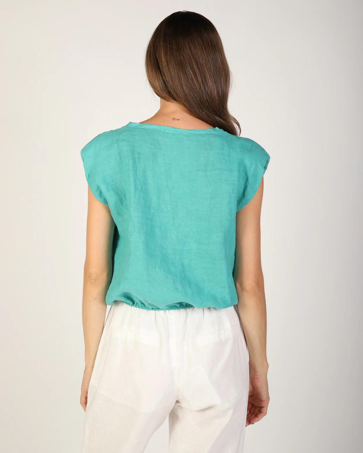 Sabrina Linen Top - Aqua - Image 4