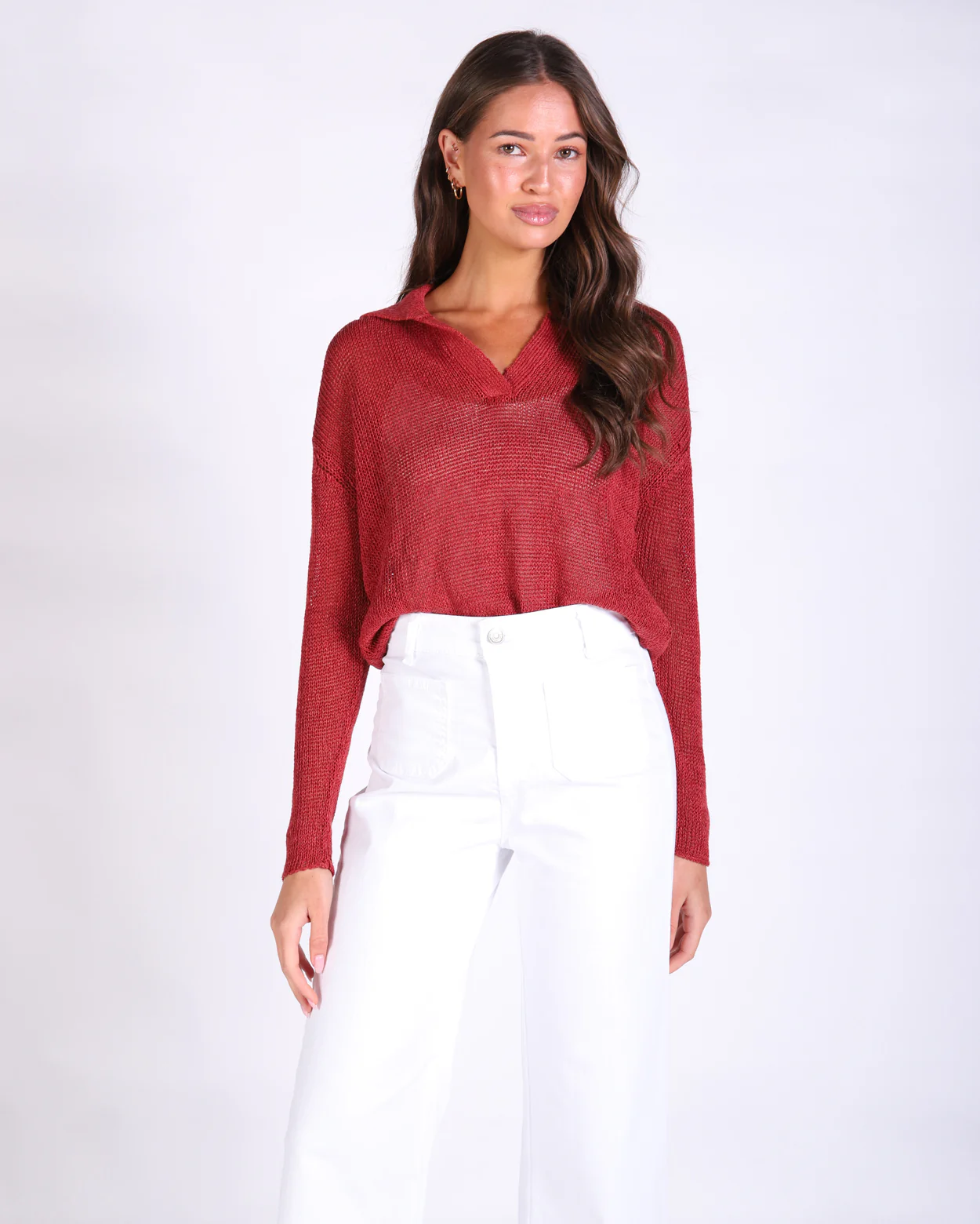 Shelley V-Neck Knit - Garnet - Image 5