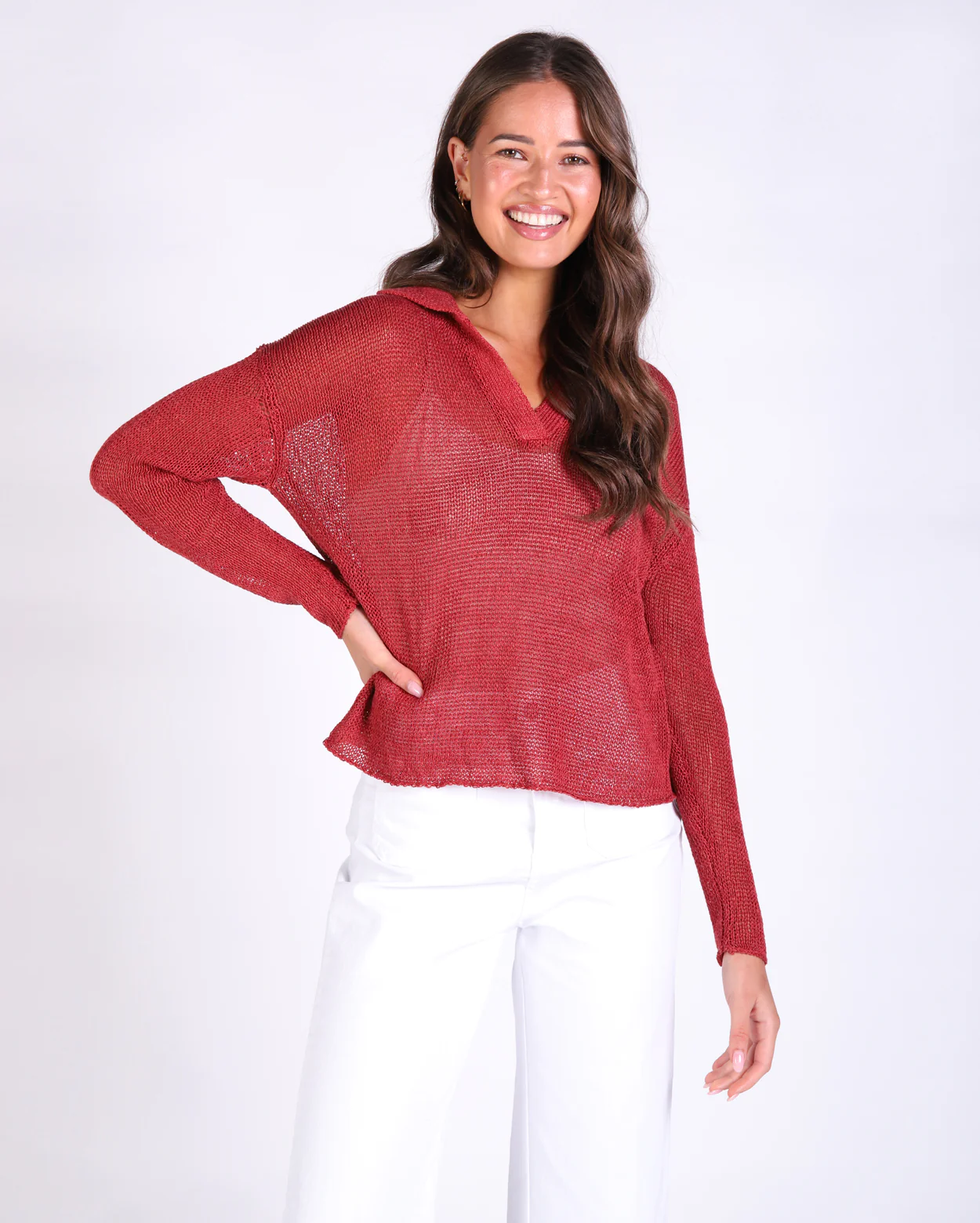 Shelley V-Neck Knit - Garnet - Image 6