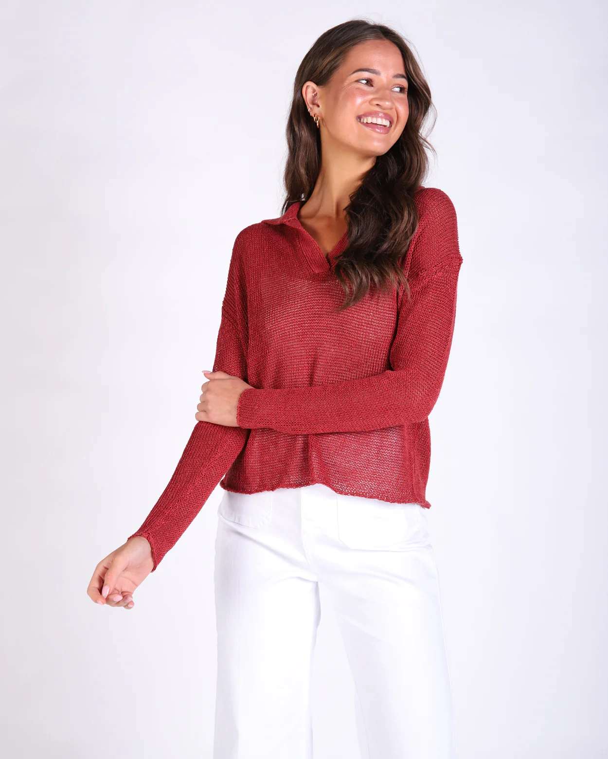 Shelley V-Neck Knit - Garnet - Image 7
