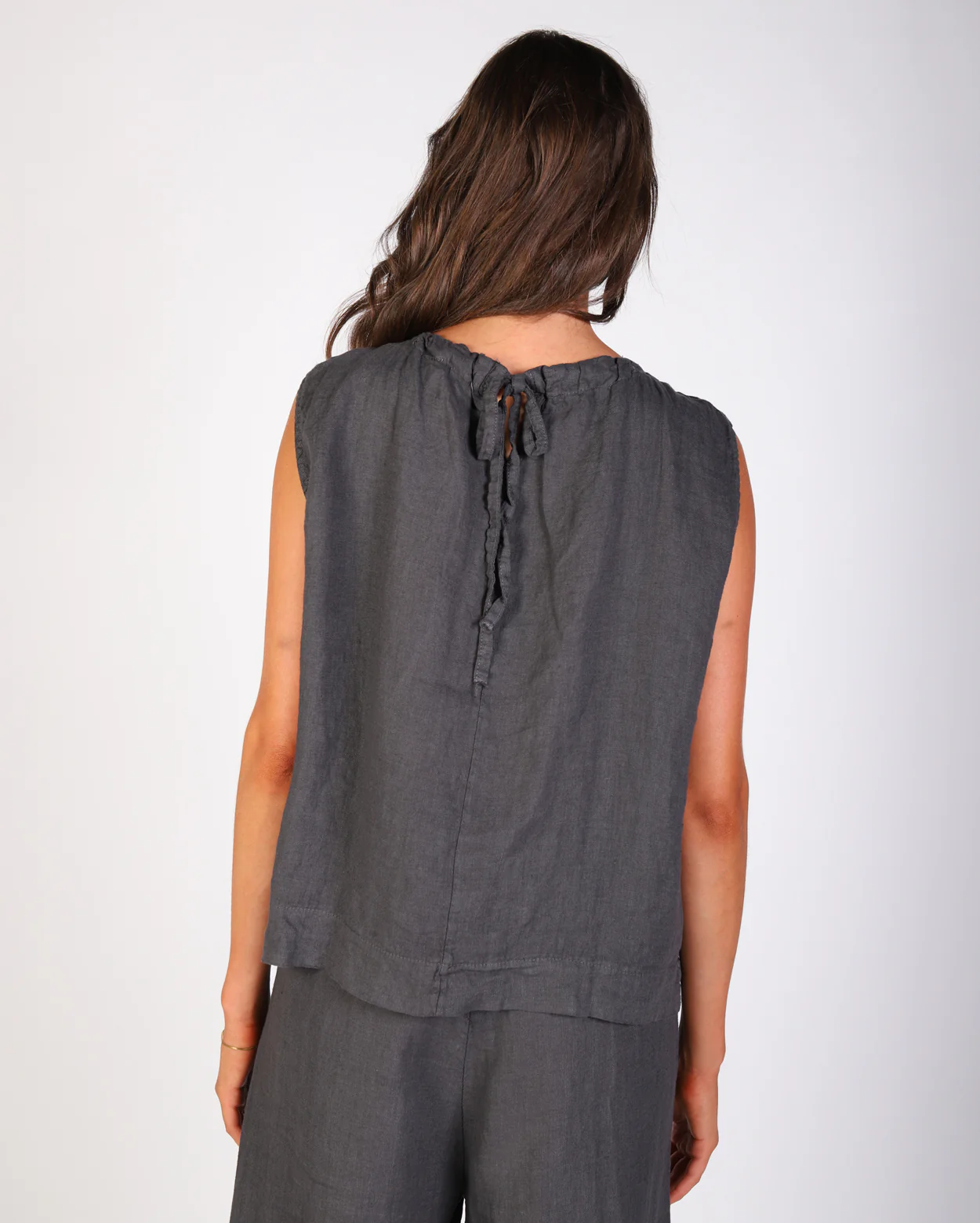 Xina Linen Top  - Charcoal - Image 4