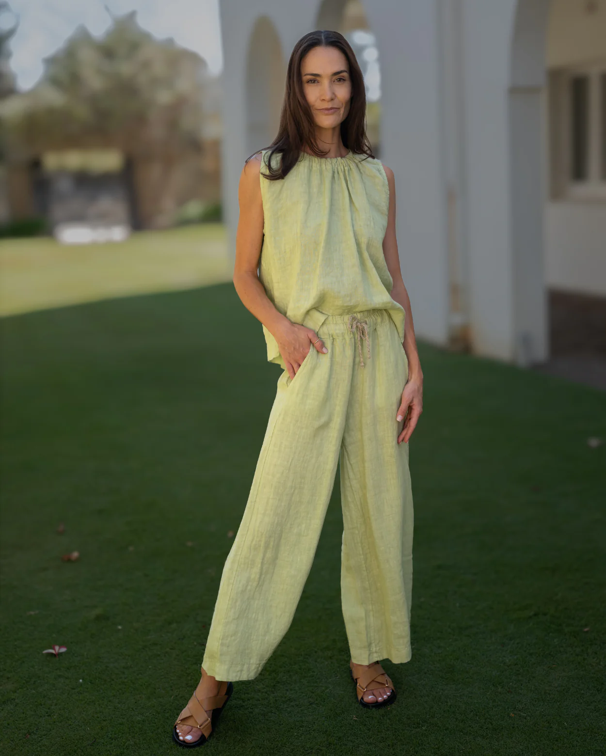 Xina Linen Top - Kale - Image 3