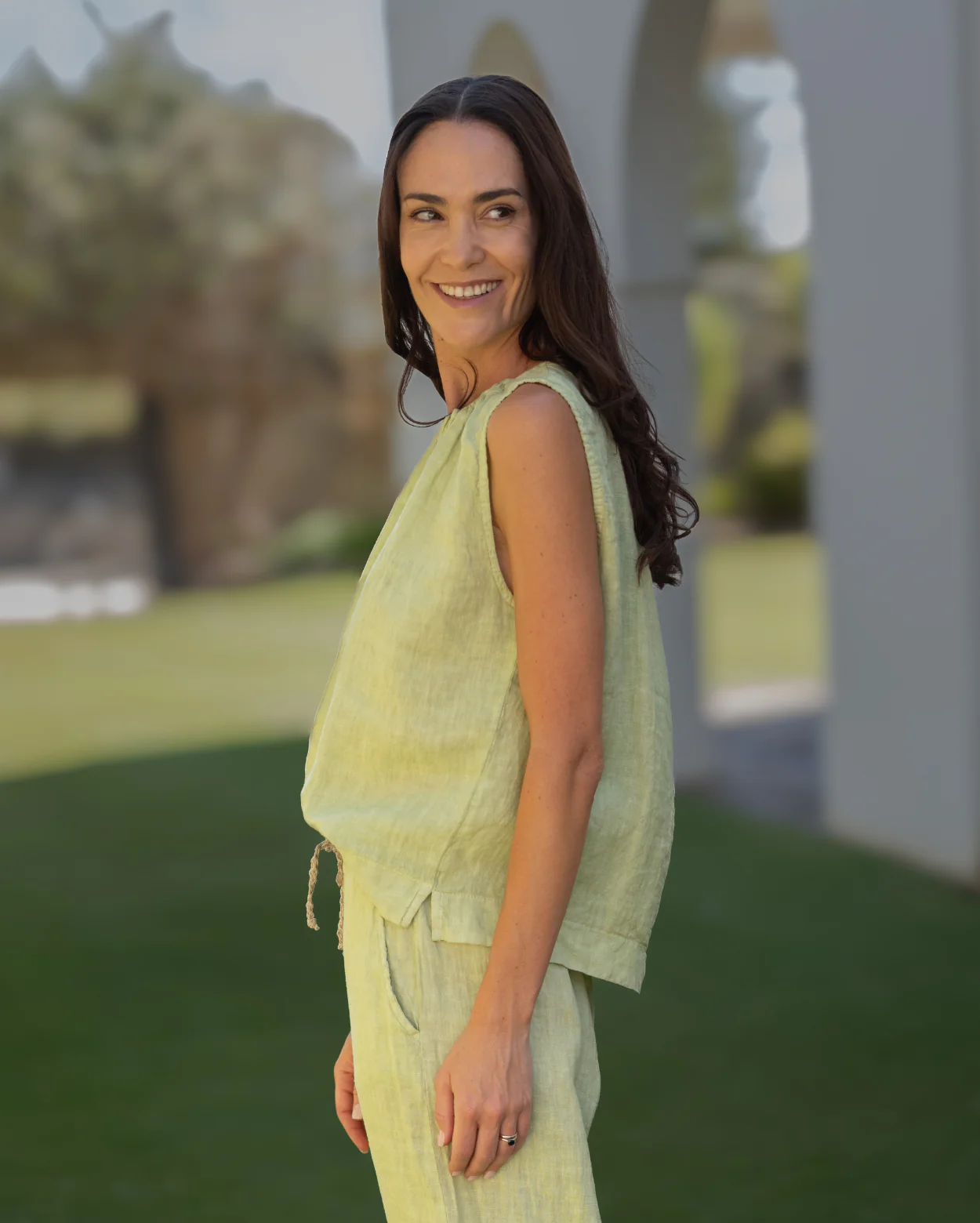 Xina Linen Top - Kale - Image 4