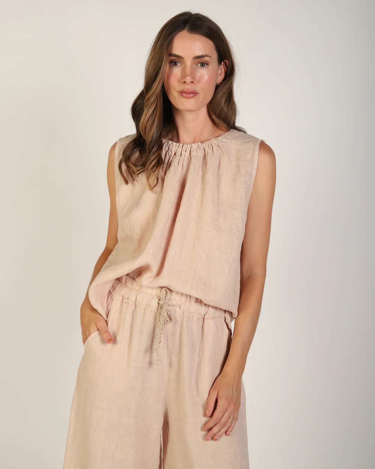 Xina Linen Top  - Sand - Image 3