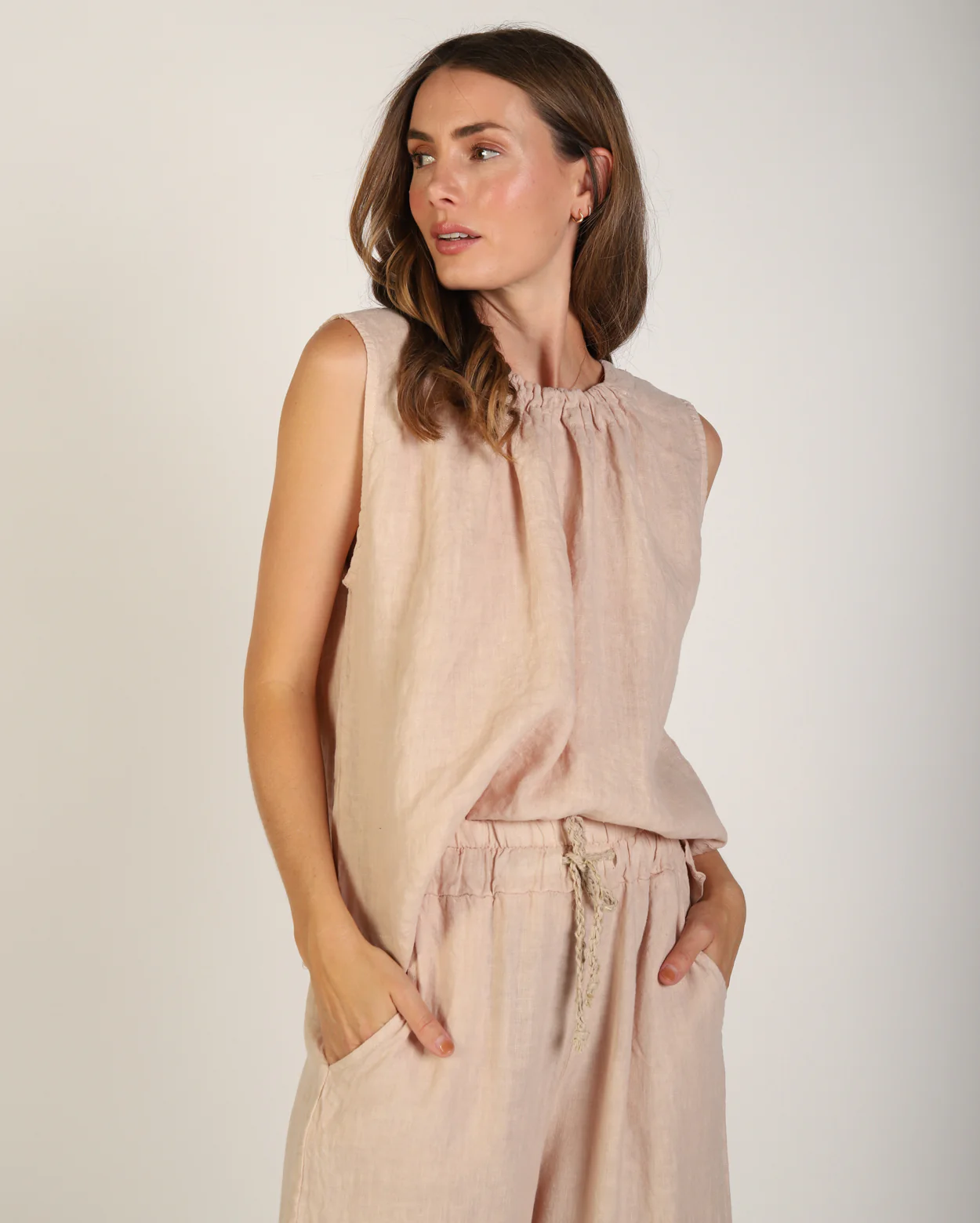 Xina Linen Top  - Sand - Image 4